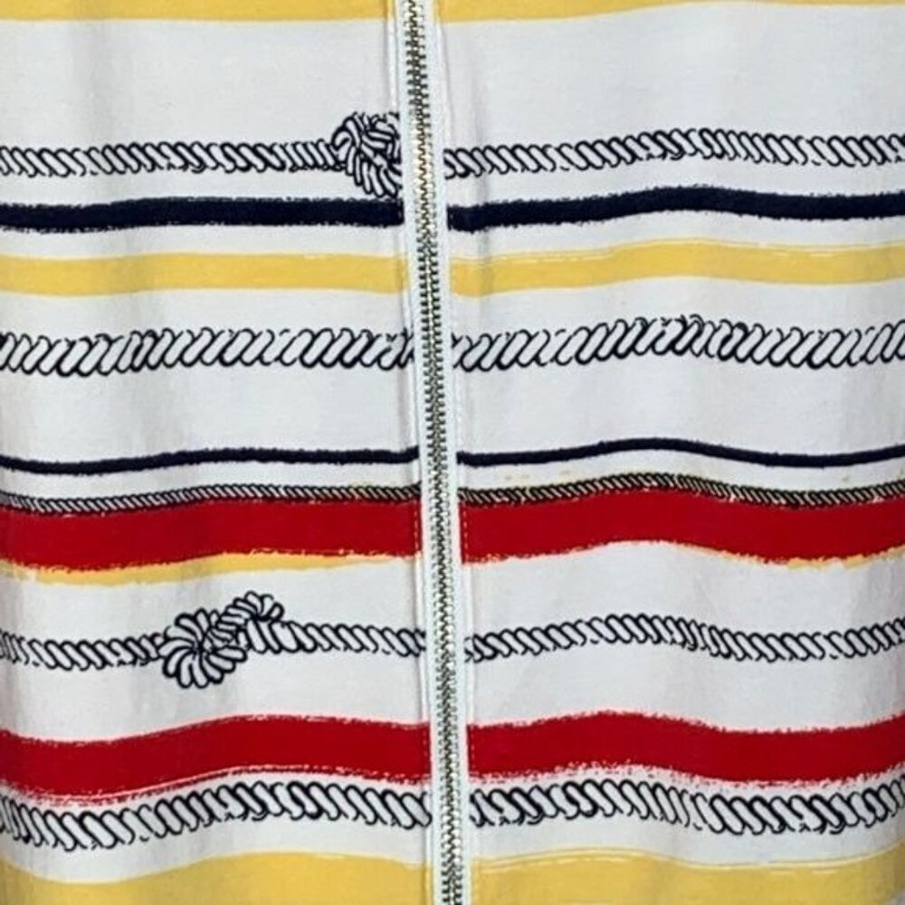 Chicos Weekends Zip Jacket Medium Red Yellow Stripe Knit Casual - Picture 9 of 12